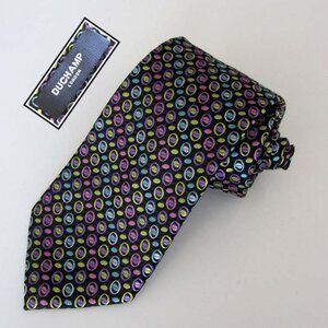 DUCHAMP London hand made circles dots multicolor silk tie